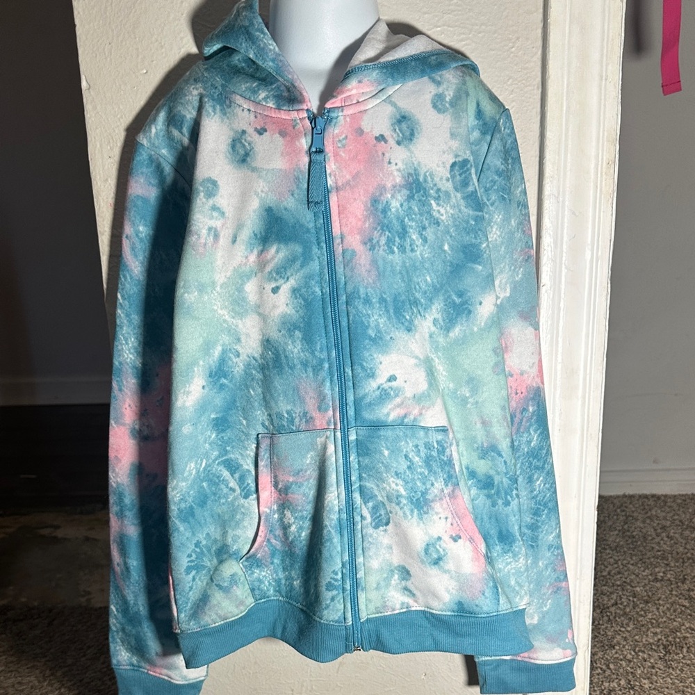 Kids Tie-Dye Zip-Up Hoodie - Blue and Pink